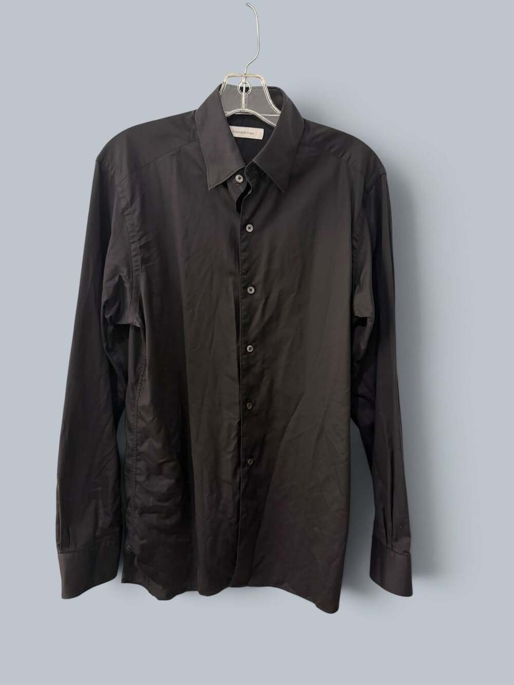 Ermenegildo Zegna Black Long Sleeve Cotton Dress Shirt Size S